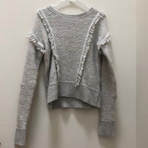 Gap Light Grey Crew Neck Ruffle Sweater